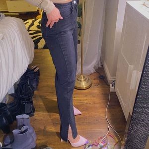 pretty little thing petite high rise straight leg jeans